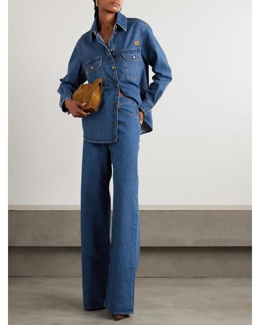 Blazé Milano Blue Nariida Java Hoch Sitzende Jeans Mit Weitem Bein Und Stickerei