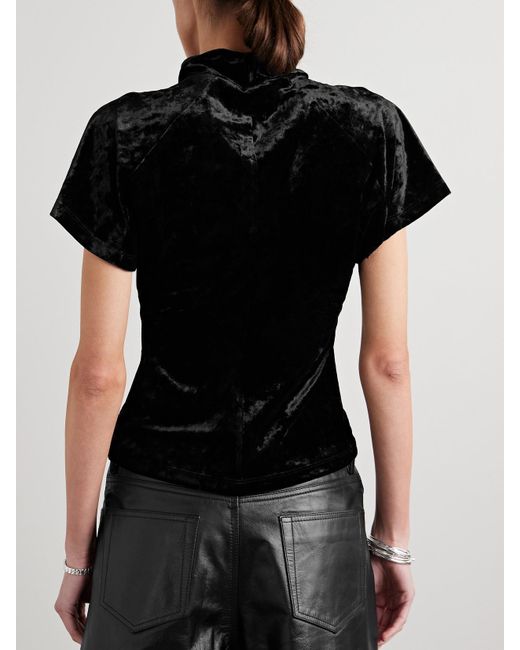 Isabel Marant Black Hailey Draped Velvet T-Shirt