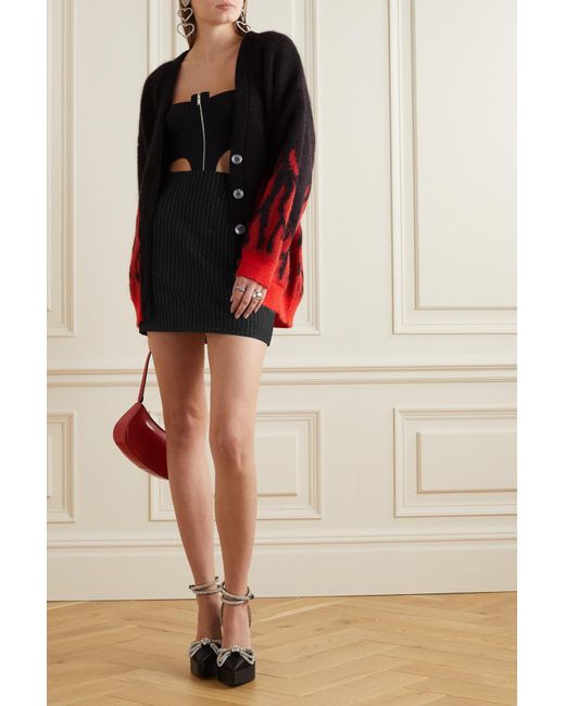 Alessandra Rich Metallic Pinstriped Wool-blend Mini Skirt in Black | Lyst
