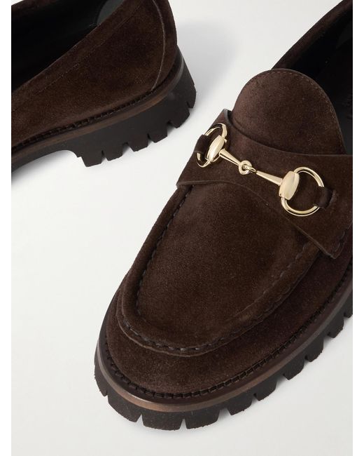 Gucci Brown Sylke Horsebit-Detailed Suede Loafers