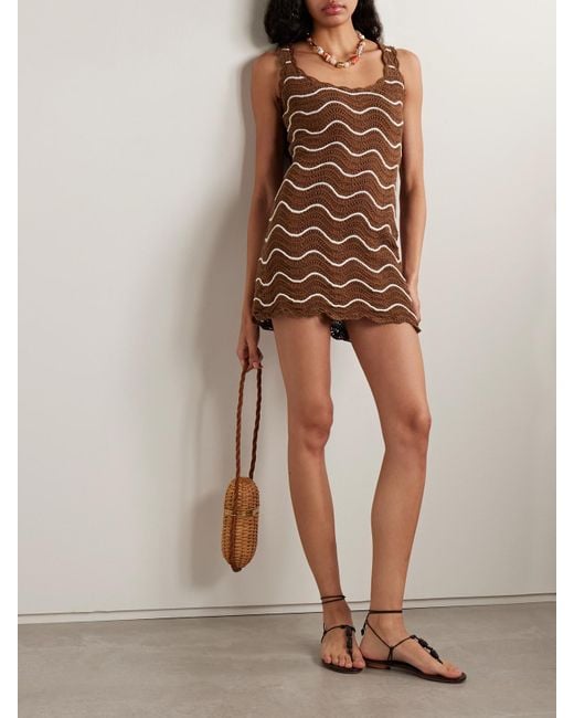 Cara Cara Brown Orel Minikleid Aus Gestreifter Baumwolle Mit Wellenkanten