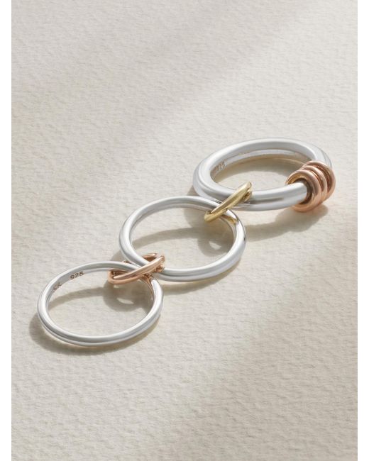 Spinelli Kilcollin Natural Orion Set Of Three Sterling And 18-Karat And Rose Rings