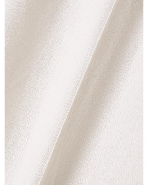 Sea White Shai Cutout Button-Detailed Cotton And Linen-Blend Wide-Leg Pants