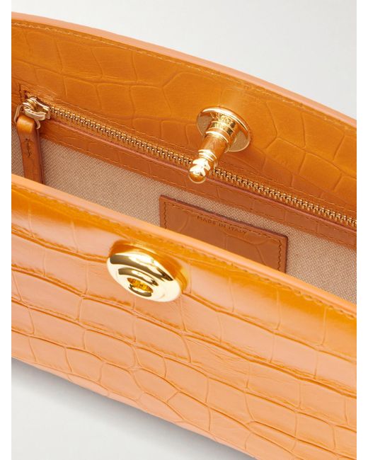 Liffner Orange Pushlock Croc-Effect Leather Clutch