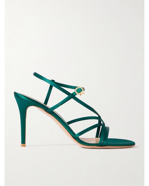 Gianvito Rossi Green 85Mm Satin Sandals