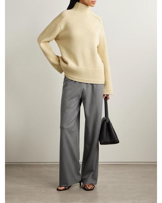 Maria McManus Natural Ribbed Wool And Cashmere-Blend Turtleneck Sweater