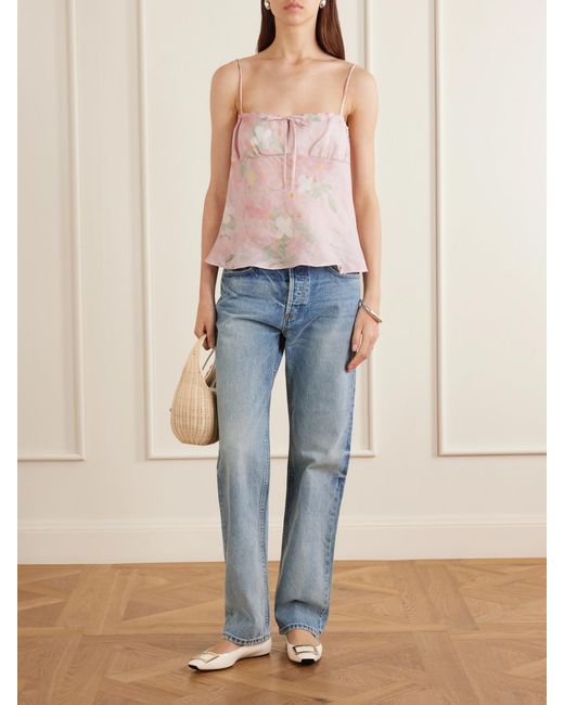 BERNADETTE Pink Riri Floral-Print Linen Camisole
