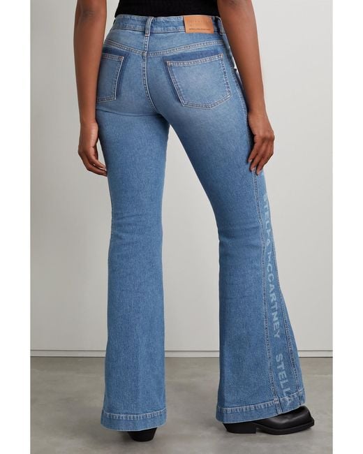 Stella McCartney Blue Printed High-Rise Flared Jeans