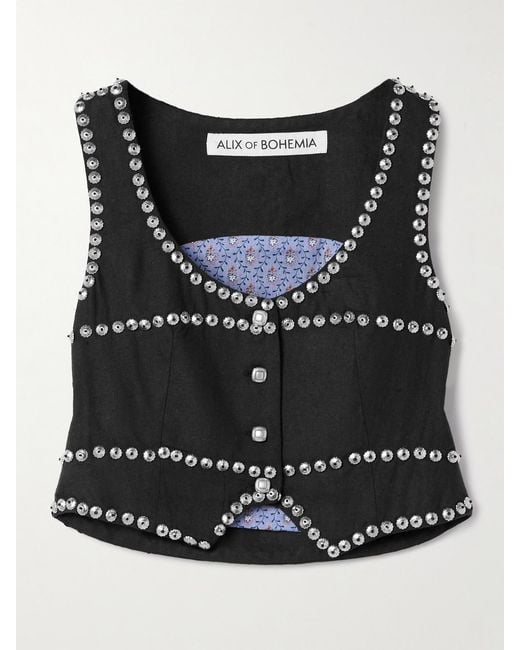 Alix Of Bohemia Black Mossie Studded Cotton Vest