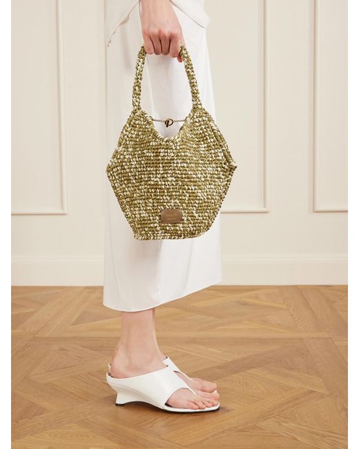 Khaite Metallic Lotus Mini Woven Tote
