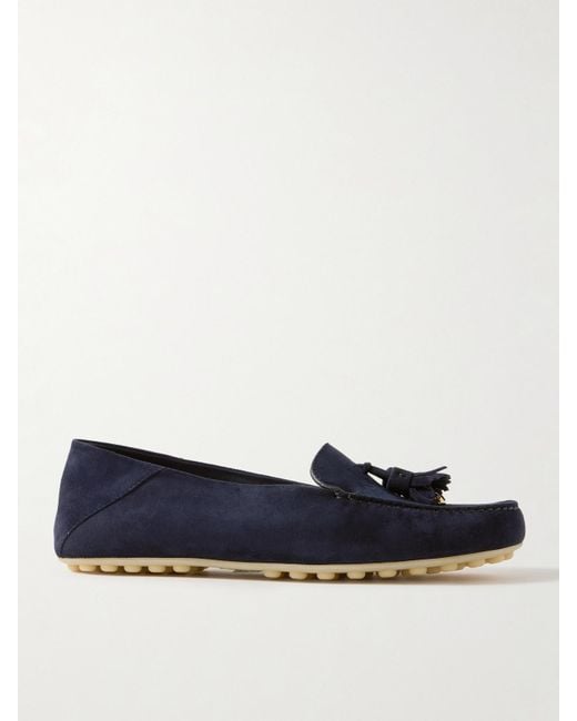 Mocassins Convertibles En Daim À Glands Loro Piana en coloris Blue