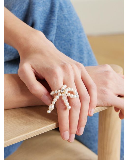 Completedworks Natural Recycled Vermeil, Pearl And Cubic Zirconia Ring