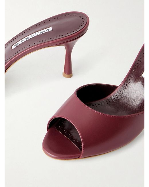 Manolo Blahnik Pink Jada 70 Leather Mules