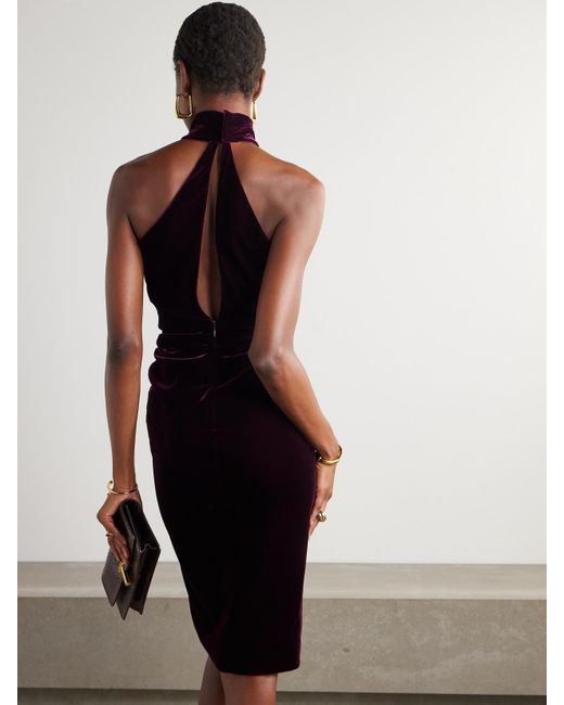 Robe Midi En Velours À Découpes Et À Drapés Tom Ford en coloris Blue