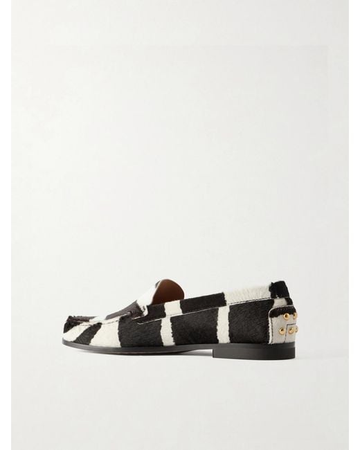 Tod's Multicolor Studded Zebra-Print Calf Hair Loafers