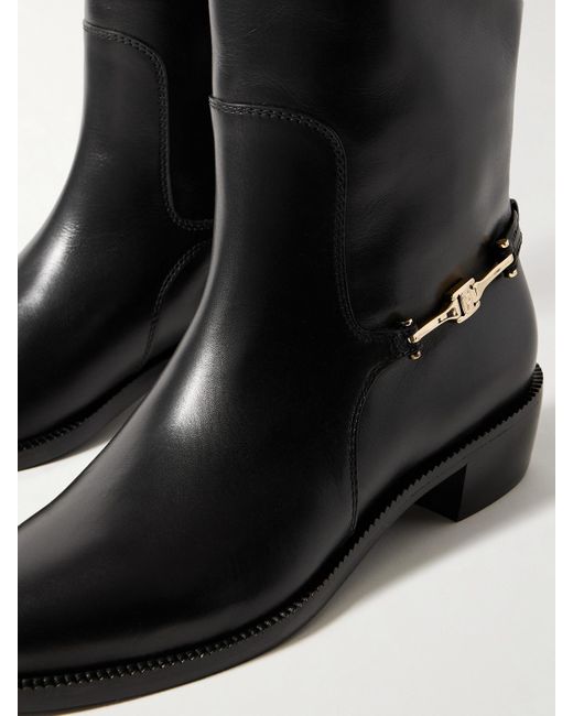 Ferragamo Black Therma Kniehohe Stiefel Aus Leder Mit Verzierung