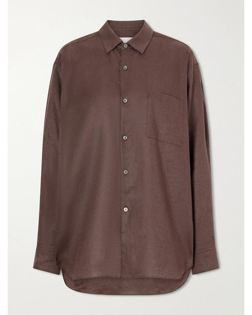 Ssstein Brown Oversized Linen Shirt