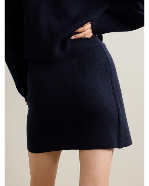 Lisa Yang Blue Mette Fringed Wrap-Effect Cashmere Mini Skirt