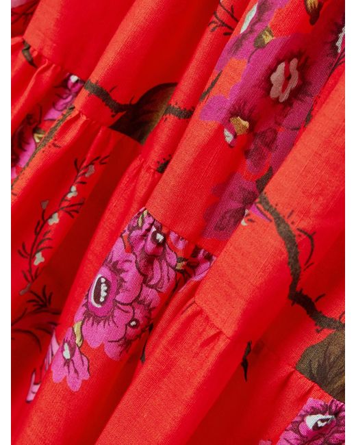 Erdem Floral-Print Tiered Cotton-Poplin Maxi Dress