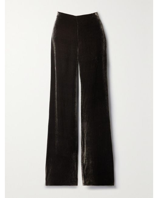 Veronica de Piante Black Lexi Velvet Wide-Leg Pants