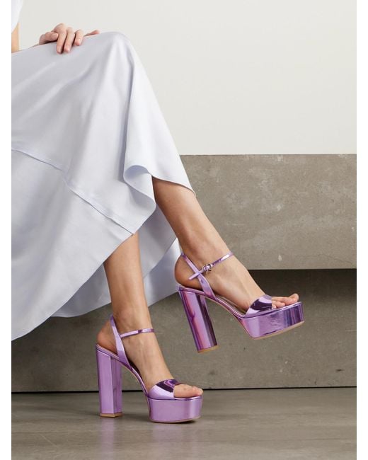 Gianvito Rossi Purple Marlena 85 Mirrored-Leather Platform Sandals