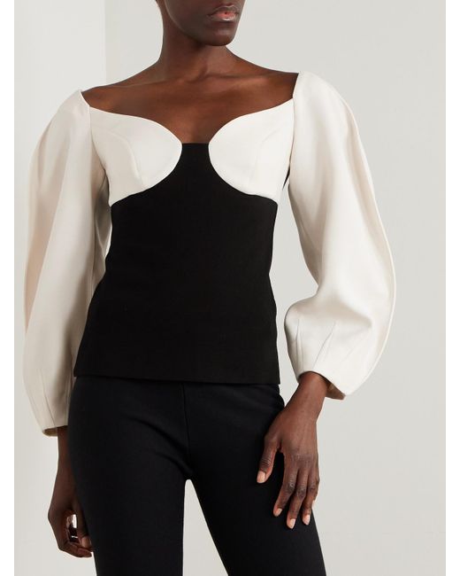 Gabriela Hearst Black Enoch Wool-Crepe And Silk Cropped Top