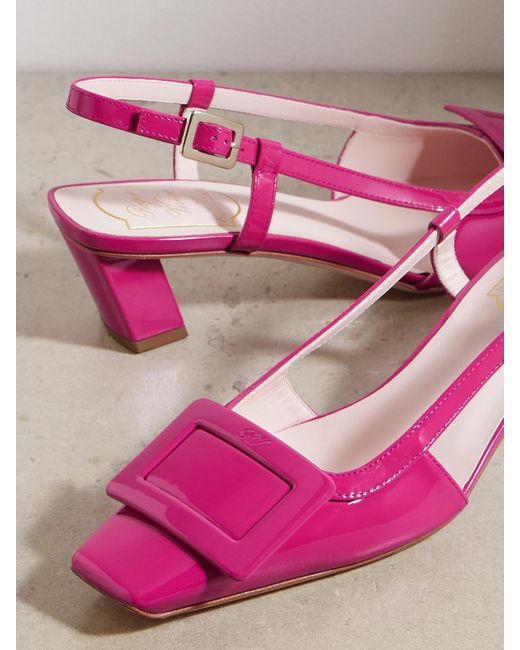 Roger Vivier Pink 45 Patent-Leather Slingback Pumps