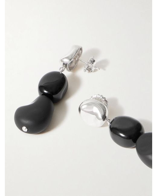 Agmes White Ada Sterling Onyx Earrings