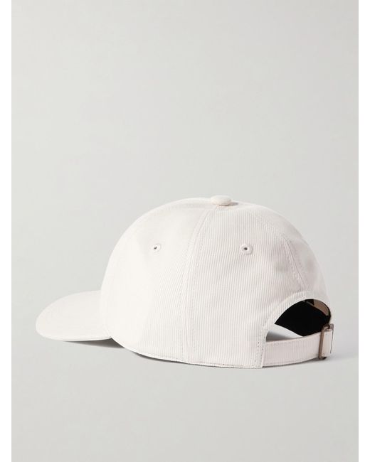 Saint Laurent Natural Embroidered Cotton-Corduroy Baseball Cap