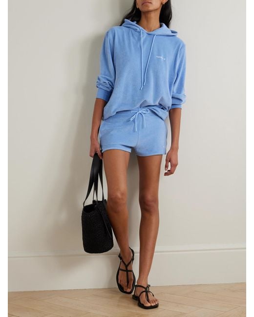 Hunza G Blue Embroidered Cotton-Terry Shorts