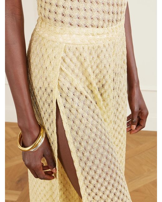 Missoni Natural Mare Metallic Crochet-Knit Wide-Leg Pants