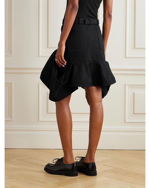 Sacai Black Carhartt Wip Belted Draped Cotton-Canvas Mini Skirt