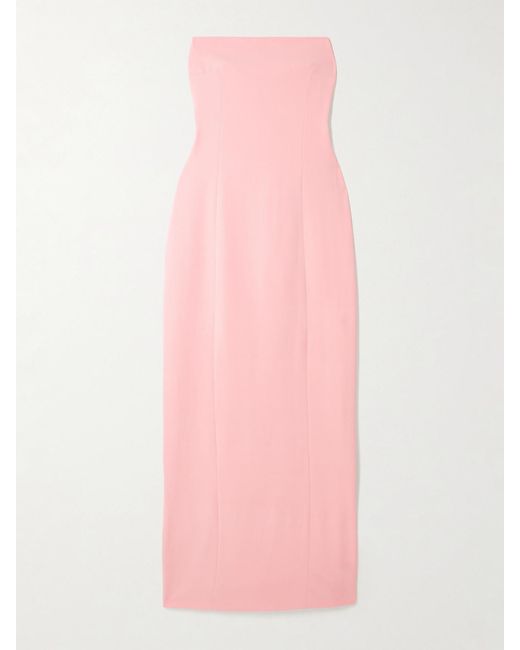Solace London Pink Anderson Strapless Crepe Gown