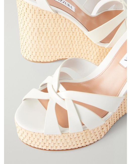 Aquazzura Natural Copacabana 130 Leather Wedges