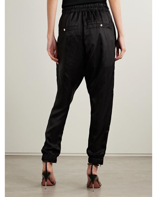 Rick Owens Black Satin-Twill Tapered Pants
