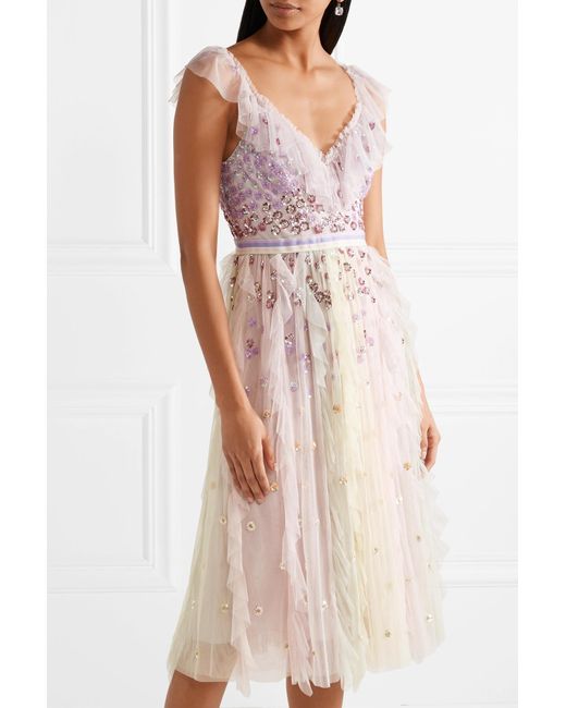 Rainbow ditsy embellished tulle deals gown