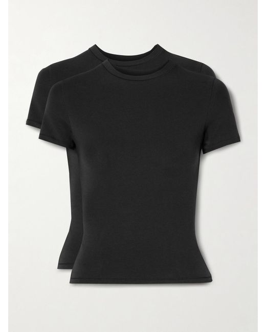 Skims Black Set Of Two Stretch-Cotton Jersey T-Shirts