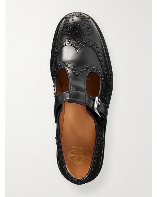 Church's Black Odette Studded Leather Mary Jane Brogues