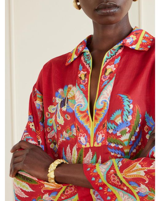 Etro Red Floral-Print Coverup