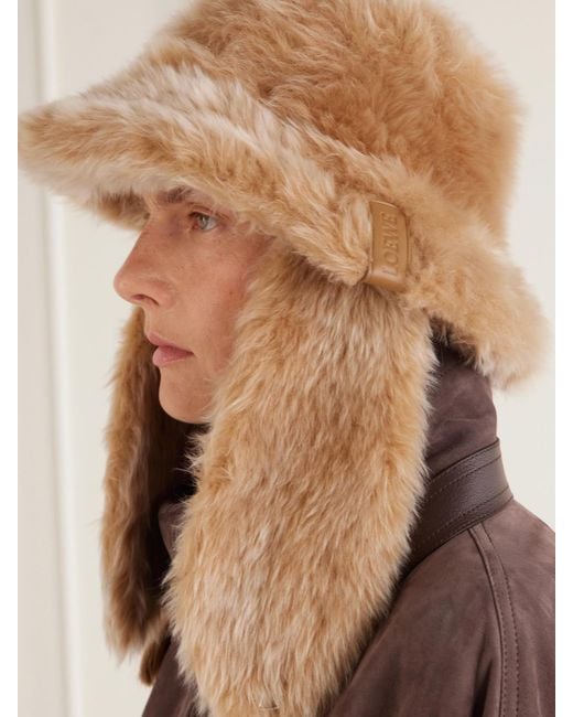 Loewe Natural Loop Shearling Trapper Hat