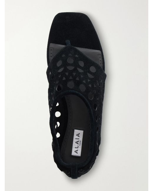 Alaïa White Neo Vienne Perforated Suede Flats