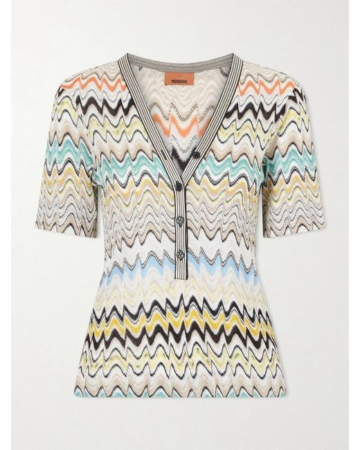 Missoni Natural Striped Crochet-Knit Sweater