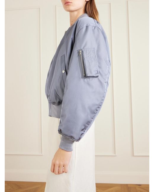 Auralee Blue Silk-Twill Bomber Jacket