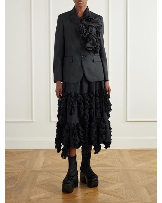 Comme des Garçons Black Floral-Appliquéd Twill Jacket