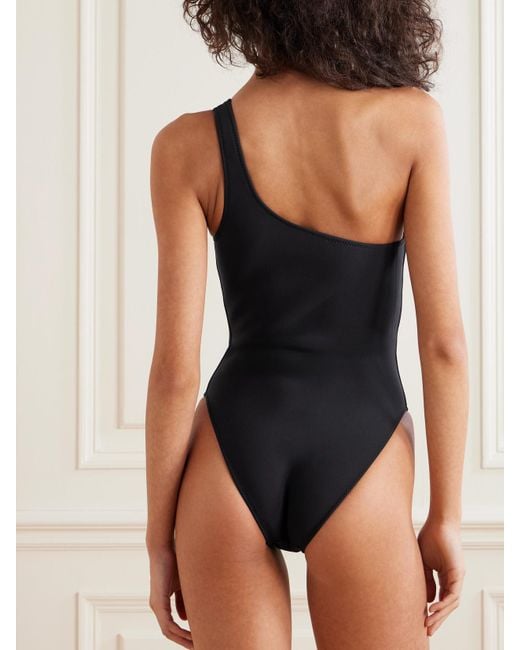 Lisa Marie Fernandez Black Arden One-Shoulder Neoprene Swimsuit