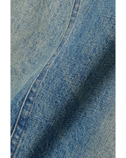 R13 Blue Jesse Distressed Denim Midi Skirt