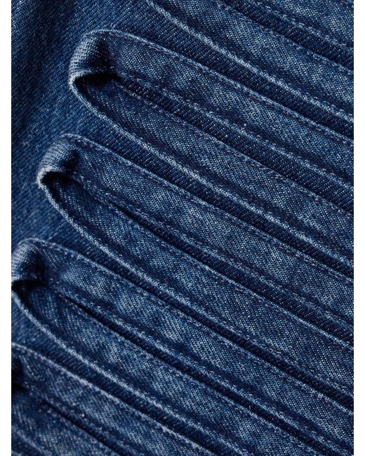 Versace Blue Appliquéd Denim Mini Dress