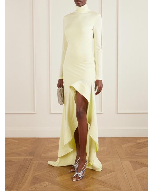 Stella McCartney Yellow Asymmetric Crepe Jersey Dress