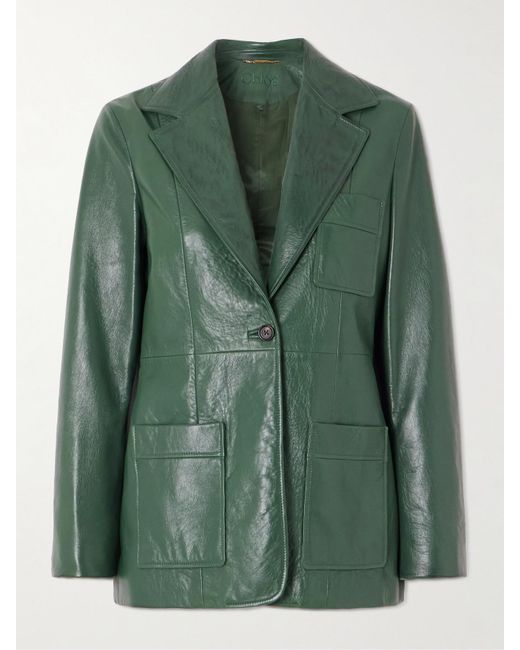 Chloé Green Paneled Leather Jacket