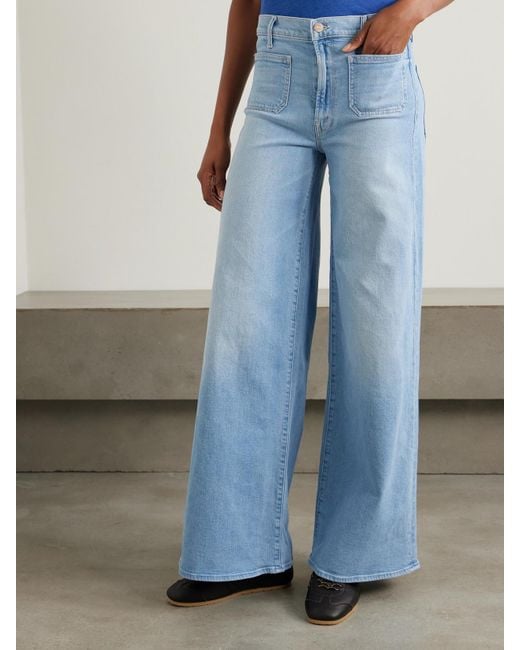 Mother Blue The Patch Pocket Undercover Sneak High-Rise Wide-Leg Jeans